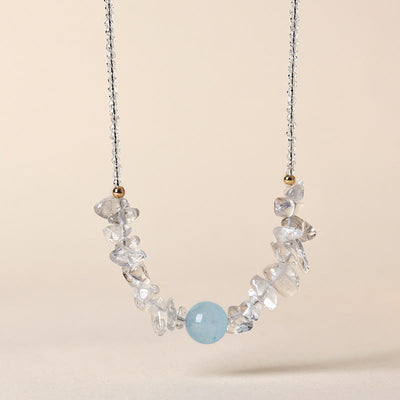 Buddha Stones Irregular White Crystal  Aquamarine Bead Healing Necklace Pendant - White Crystal& Aquamarine - image 1