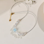 Buddha Stones Irregular White Crystal  Aquamarine Bead Healing Necklace Pendant - image 3