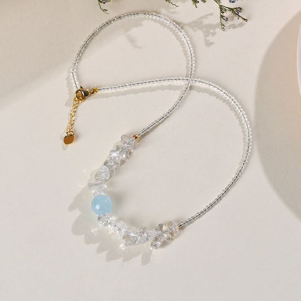 Buddha Stones Irregular White Crystal  Aquamarine Bead Healing Necklace Pendant - image 3