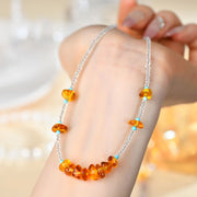 Buddha Stones White Crystal Bead Irregular Amber Clarity Necklace Pendant - image 4