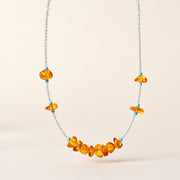 Buddha Stones White Crystal Bead Irregular Amber Clarity Necklace Pendant - White Crystal & Amber - image 1