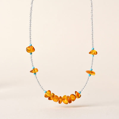 Buddha Stones White Crystal Bead Irregular Amber Clarity Necklace Pendant - White Crystal & Amber - image 1