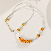 Buddha Stones White Crystal Bead Irregular Amber Clarity Necklace Pendant - image 3
