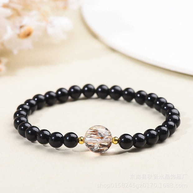 Buddha Stones Tiger Eye Black Obsidian Courage Beads Bracelet - Black Obsidian-6mm - image 7