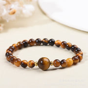 Buddha Stones Tiger Eye Black Obsidian Courage Beads Bracelet - Tiger Eye-6mm - image 2
