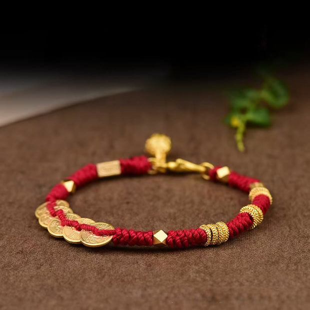 FREE Today: Wealth and Luck Handmade Five Emperor Coins String Braided Bracelet - image 2