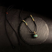 Buddha Stones Ebony Wood Turquoise Cylinder Peace Necklace Pendant - image 2