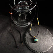 Buddha Stones Ebony Wood Turquoise Cylinder Peace Necklace Pendant - image 3