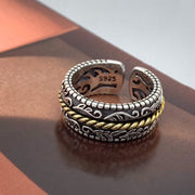 Buddha Stones Tang Dynasty Flower Design Copper Luck Energy Ring - image 4
