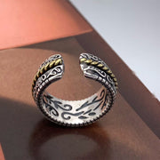 Buddha Stones Tang Dynasty Flower Design Copper Luck Energy Ring - image 3