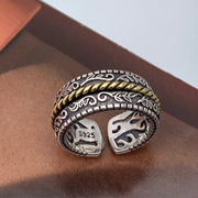Buddha Stones Tang Dynasty Flower Design Copper Luck Energy Ring - image 2