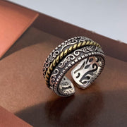 Buddha Stones Tang Dynasty Flower Design Copper Luck Energy Ring - 18mm (US8) - image 1