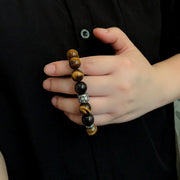 Buddha Stones Tiger Eye Silver Sheen Obsidian Meditation Buddha Head Protection Bracelet - image 11