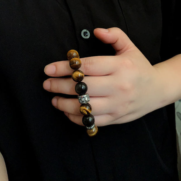 Buddha Stones Tiger Eye Silver Sheen Obsidian Meditation Buddha Head Protection Bracelet - image 11