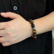 Buddha Stones Tiger Eye Silver Sheen Obsidian Meditation Buddha Head Protection Bracelet - image 4