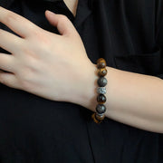 Buddha Stones Tiger Eye Silver Sheen Obsidian Meditation Buddha Head Protection Bracelet - image 10