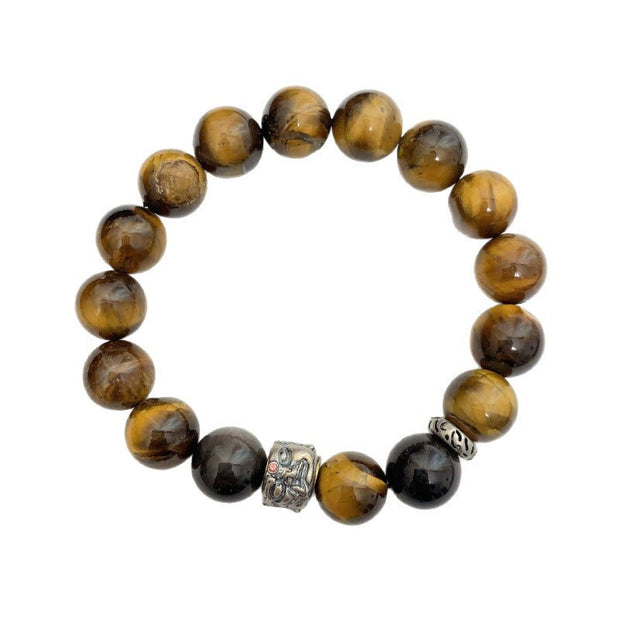 Buddha Stones Tiger Eye Silver Sheen Obsidian Meditation Buddha Head Protection Bracelet - image 13