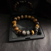 Buddha Stones Tiger Eye Silver Sheen Obsidian Meditation Buddha Head Protection Bracelet - image 2