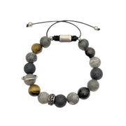 Buddha Stones Grey Jasper Lava Rock Silver Sheen Obsidian Tiger Eye Healing Bracelet - image 15