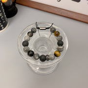 Buddha Stones Grey Jasper Lava Rock Silver Sheen Obsidian Tiger Eye Healing Bracelet - image 3