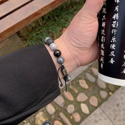 Buddha Stones Grey Jasper Lava Rock Silver Sheen Obsidian Tiger Eye Healing Bracelet - image 13