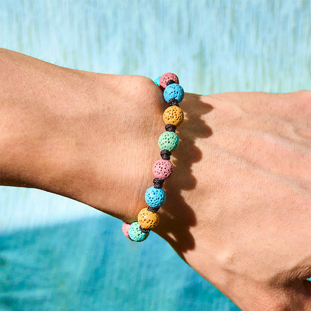 Buddha Stones Colorful Lava Rock Support Bracelet - image 8