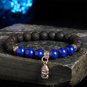 Buddha Stones Black Lava Rock Crystal Beads Animal Pattern Healing Bracelet - Buddha Head Pattern(Wrist Circumference: 15-17cm) - image 9
