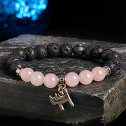 Buddha Stones Black Lava Rock Crystal Beads Animal Pattern Healing Bracelet - Cat Pattern(Wrist Circumference: 15-17cm) - image 26