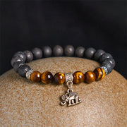 Buddha Stones Black Lava Rock Crystal Beads Animal Pattern Healing Bracelet - image 2