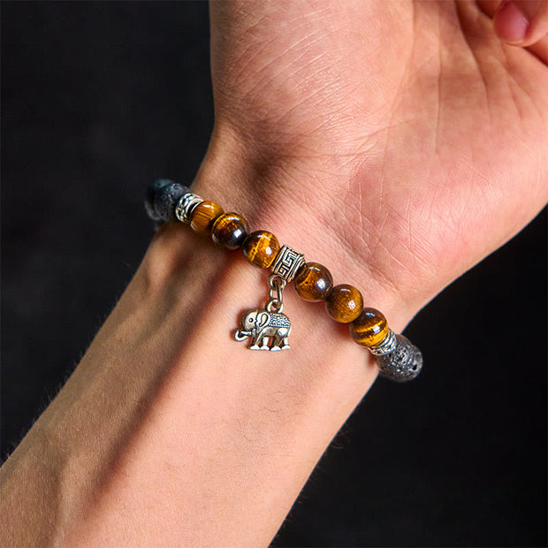 FREE Today: Support Healing Black Lava Rock Crystal Beads Animal Pattern Bracelet - image 4