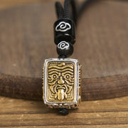 Buddha Stones Tibetan Zakiram Goddess Of Wealth Protection Rope Square Necklace Pendant - image 3