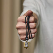 Buddha Stones Tibetan Zakiram Goddess Of Wealth Protection Rope Square Necklace Pendant - image 11