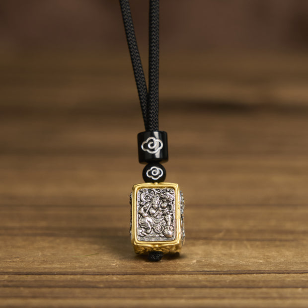 Buddha Stones Tibetan Zakiram Goddess Of Wealth Protection Rope Square Necklace Pendant - image 9