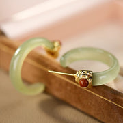 Buddha Stones 925 Sterling Silver Hetian Jade Prosperity Curved Earrings  - image 3