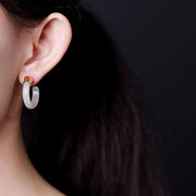 Buddha Stones 925 Sterling Silver Hetian Jade Prosperity Curved Earrings  - image 17