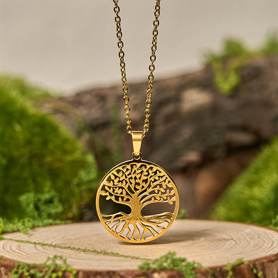 FREE Today: Unity and Enlightenment The Tree Of Life Titanium Steel Necklace Pendant - Golden The Tree of Life - image 1
