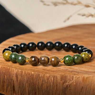 FREE Today: Balance and Courage Turquoise Tiger Eye Beads Glass Bracelet - Turquoise & Tiger Eye(Wrist Circumference: 15-17cm) - image 1