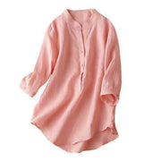 Buddha Stones Casual Women's V-neck Three Quarter Sleeve Design Plain Shirt - image 18