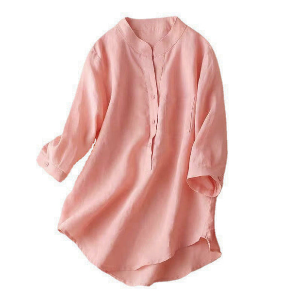 Buddha Stones Casual Women's V-neck Three Quarter Sleeve Design Plain Shirt - image 18