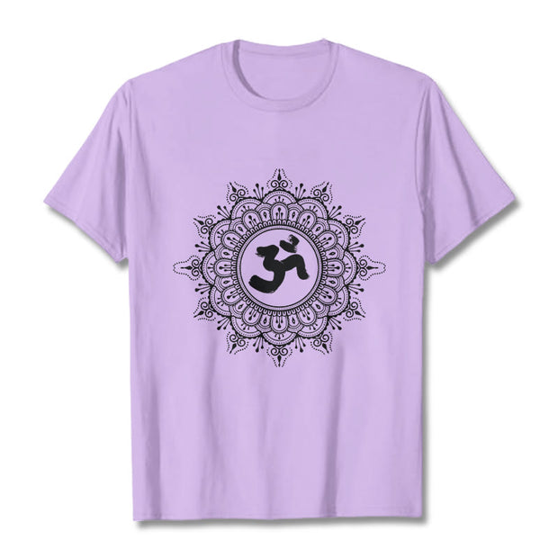 Buddha Stones Symmetry Mandala Om Symbol Pattern Tee Cotton T-shirt - Plum - 2XL - image 17