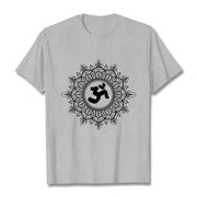 Buddha Stones Symmetry Mandala Om Symbol Pattern Tee Cotton T-shirt - LightGrey - 2XL - image 20