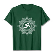 Buddha Stones Symmetry Mandala Om Symbol Pattern Tee Cotton T-shirt - ForestGreen - 2XL - image 1