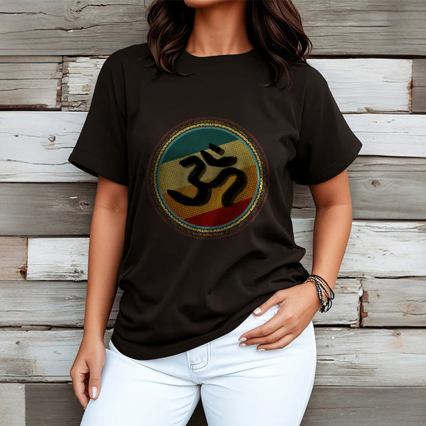 Buddha Stones Vibrant Color Simple Circular Mandala Pattern Om Symbol Tee Cotton T-shirt - image 8