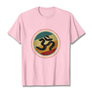 Buddha Stones Vibrant Color Simple Circular Mandala Pattern Om Symbol Tee Cotton T-shirt - LightPink - 2XL - image 13
