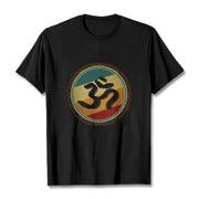 Buddha Stones Vibrant Color Simple Circular Mandala Pattern Om Symbol Tee Cotton T-shirt - Black - 2XL - image 5