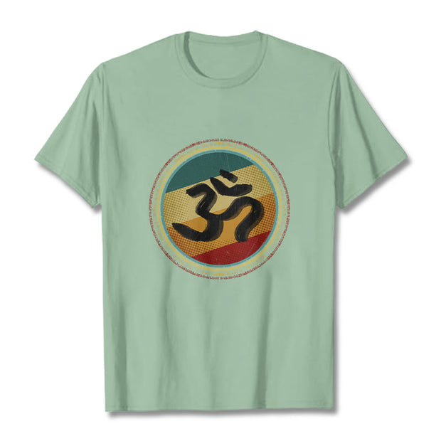 Buddha Stones Vibrant Color Simple Circular Mandala Pattern Om Symbol Tee Cotton T-shirt - PaleGreen - 2XL - image 15