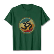 Buddha Stones Vibrant Color Simple Circular Mandala Pattern Om Symbol Tee Cotton T-shirt - ForestGreen - 2XL - image 11