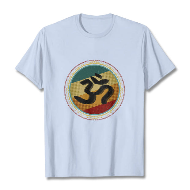 Buddha Stones Vibrant Color Simple Circular Mandala Pattern Om Symbol Tee Cotton T-shirt - LightCyan - 2XL - image 19