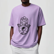 Buddha Stones Hamsa Hand Yin Yang Pattern Om Symbol Tee Cotton T-shirt - image 18