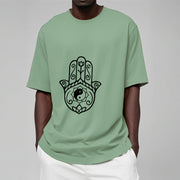 Buddha Stones Hamsa Hand Yin Yang Pattern Om Symbol Tee Cotton T-shirt - image 16